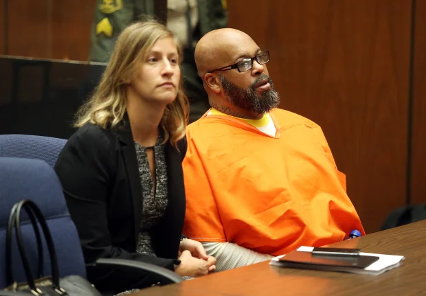 Former rap mogul Marion “Suge” Knight appears in court with his attorney Sharon Appelbaum, left,